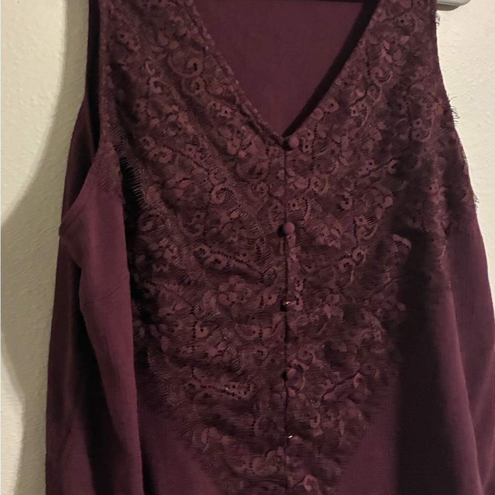Maurices Plum Lace Detail Blouse womens xxl